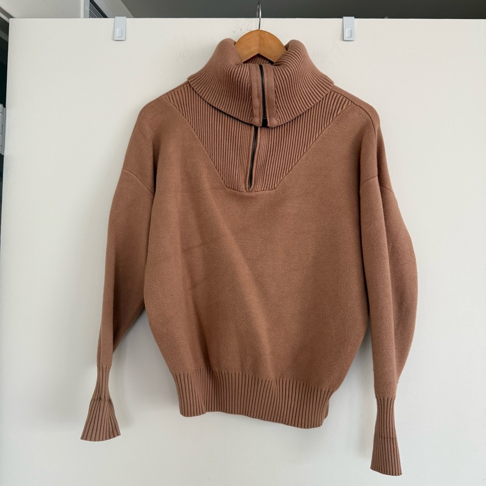 Tahari half zip roll neck sweater